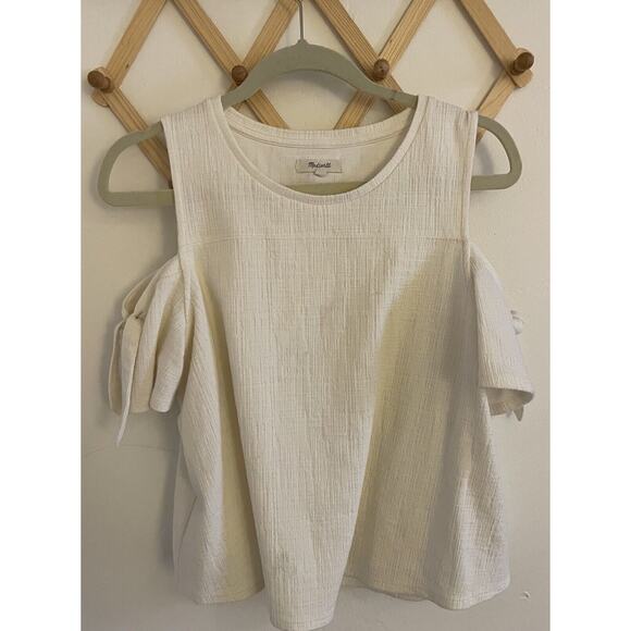 Madewell Top Women's Large White Skylark Cold-Shoulder Short Sleeve - Picture 2 of 8